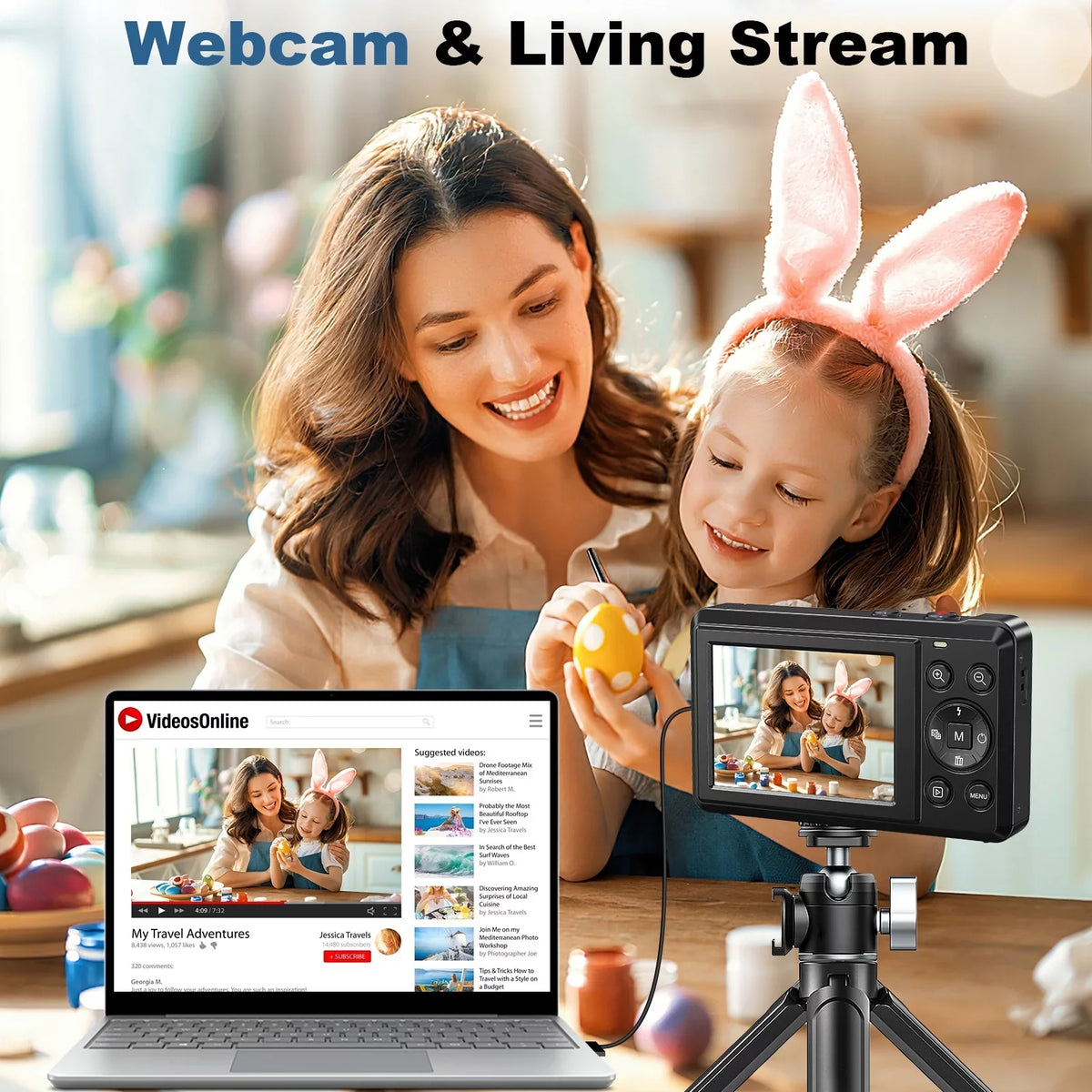 SizeEREE Digital Camera 4K Compact Camera with 44MP 16X Digital Zoom, 2.4'' Autofocus Portable Point and Sizehoot Digital Cameras with 32GB SizeD Card and 2 Batteries