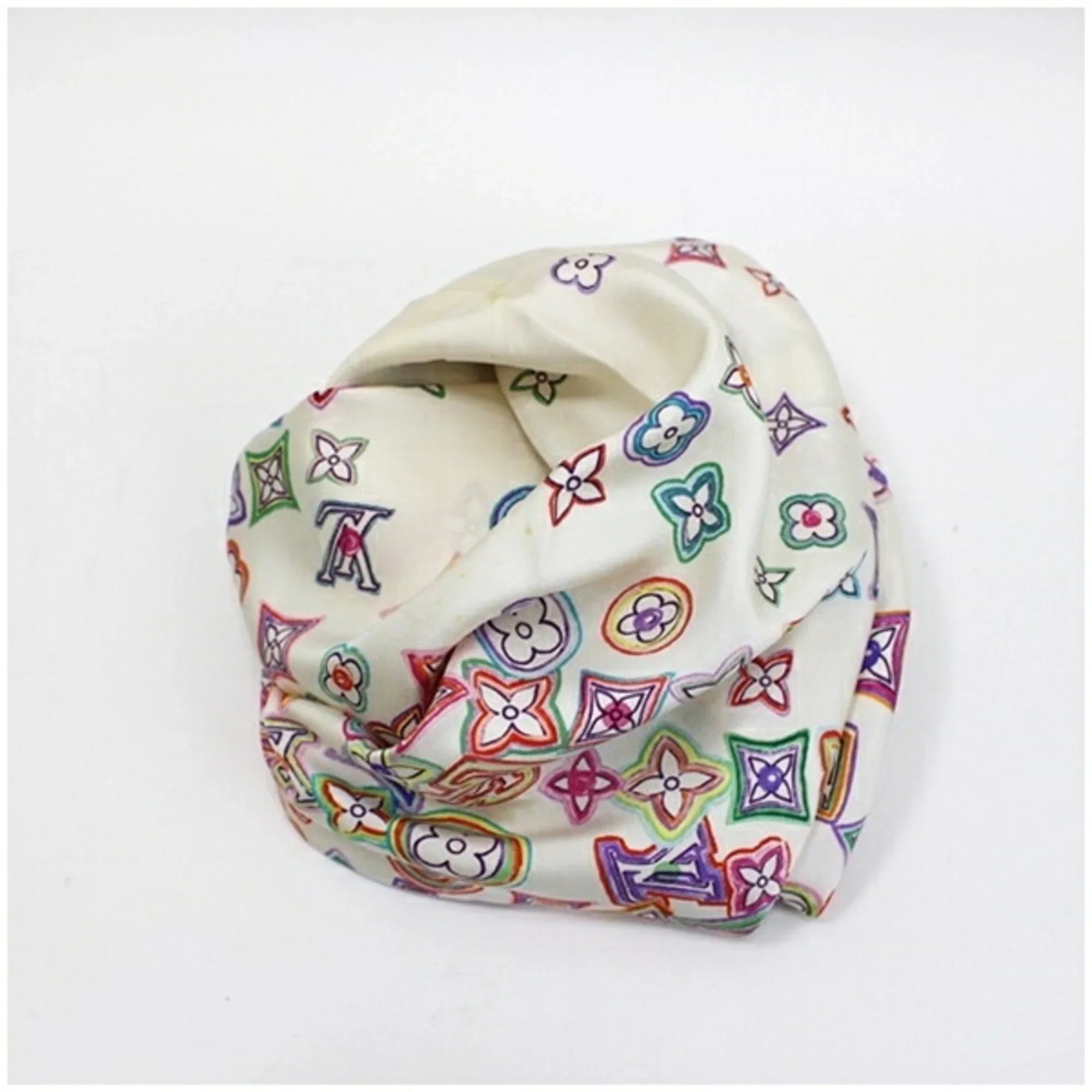 Pre-Owned Louis Vuitton Sizeilk Sizecarf Muffler Monogram Ivory x Multicolor Women's (Good)