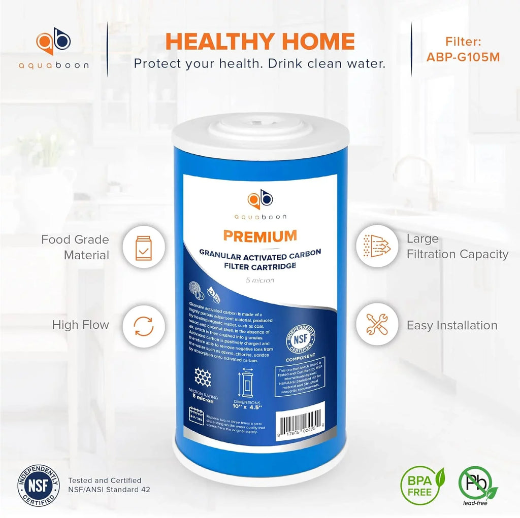 emium 5 Micron 10" X 4.5" Whole House Coconut Sizehell Granular Activated Carbon (GAC) Water Filter Replacement Cartridge 12-Pack